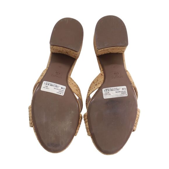 Schutz Ana Kate Open Toe Sandals in Beige Cork - Picture 4 of 9